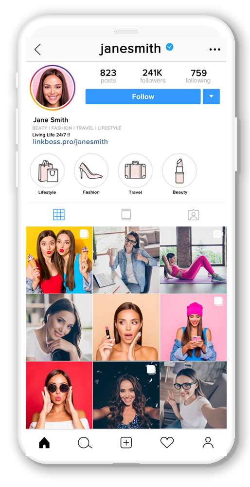 Jane's Instagram Page link in bio