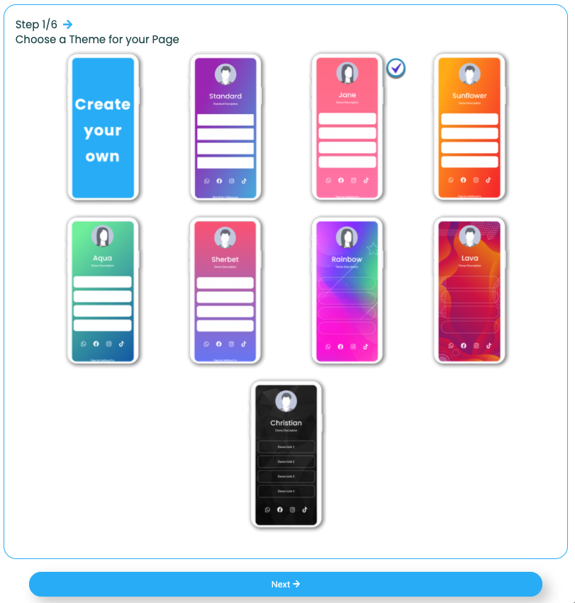LinkBossPro custom template select template screen