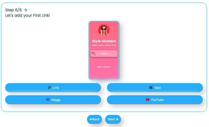 LinkBossPro custom template add content links to page