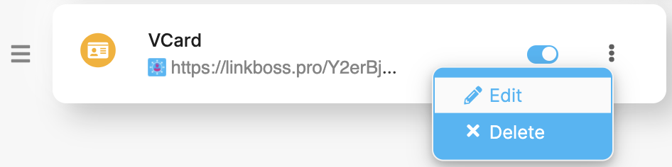 LinkBossPro Vcard link button edit image