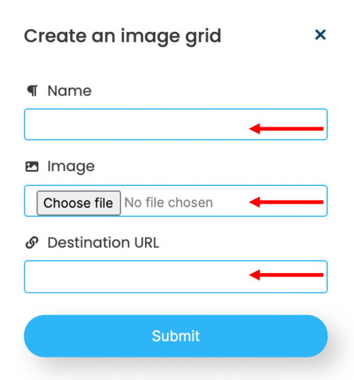 LinkBossPro artist add image grid input details for image