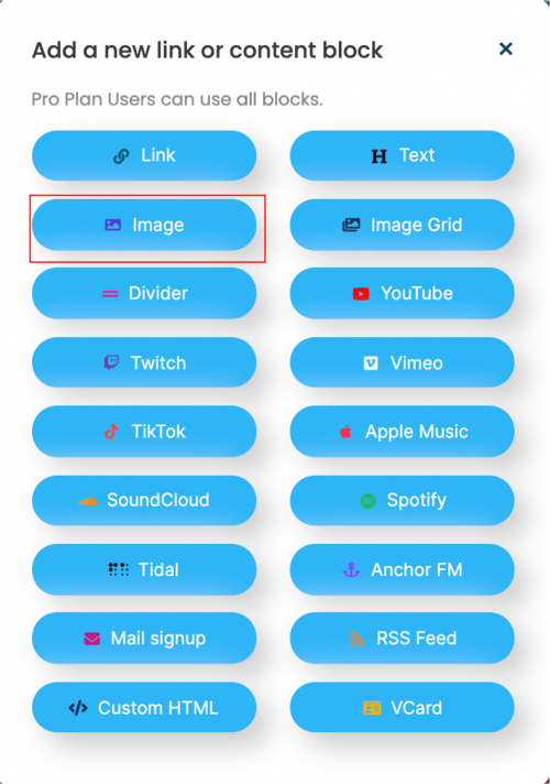 LinkBossPro artist add an image to page selector tool image