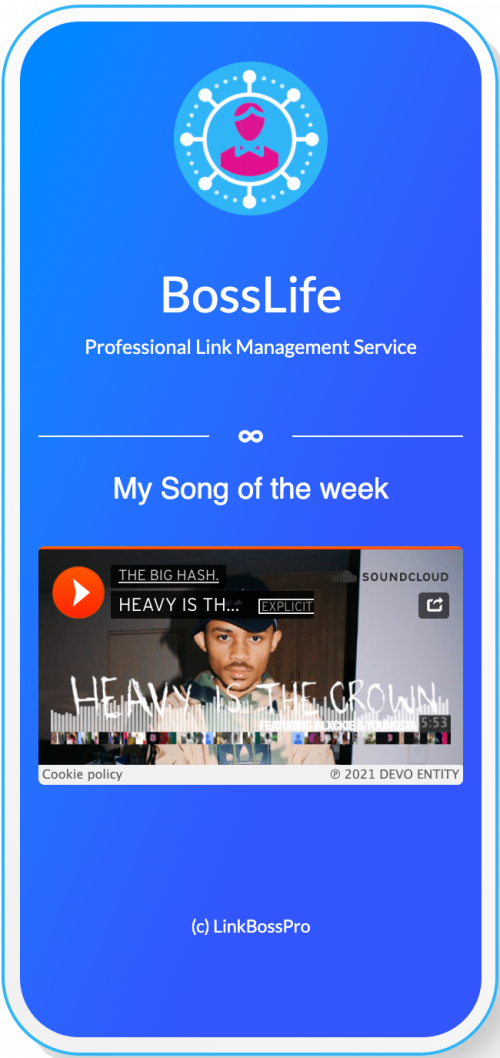 LinkBossPro add you SoundCloud Link to your Biolink page example page image