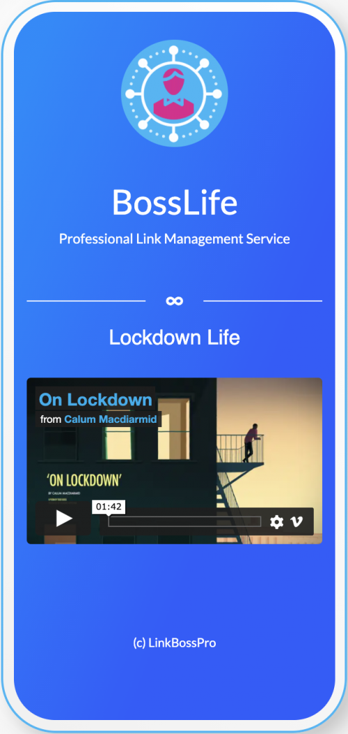 LinkBoss Pro add Vimeo Video to your Biolink page example page image