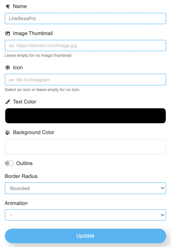 LinkBossPro Vcard link button settings image 2