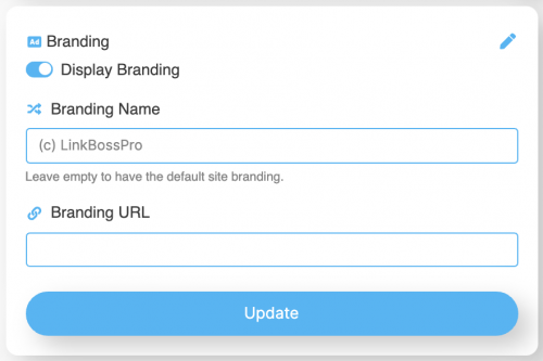 LinkBossPro add branding to your Biolink page add link and name